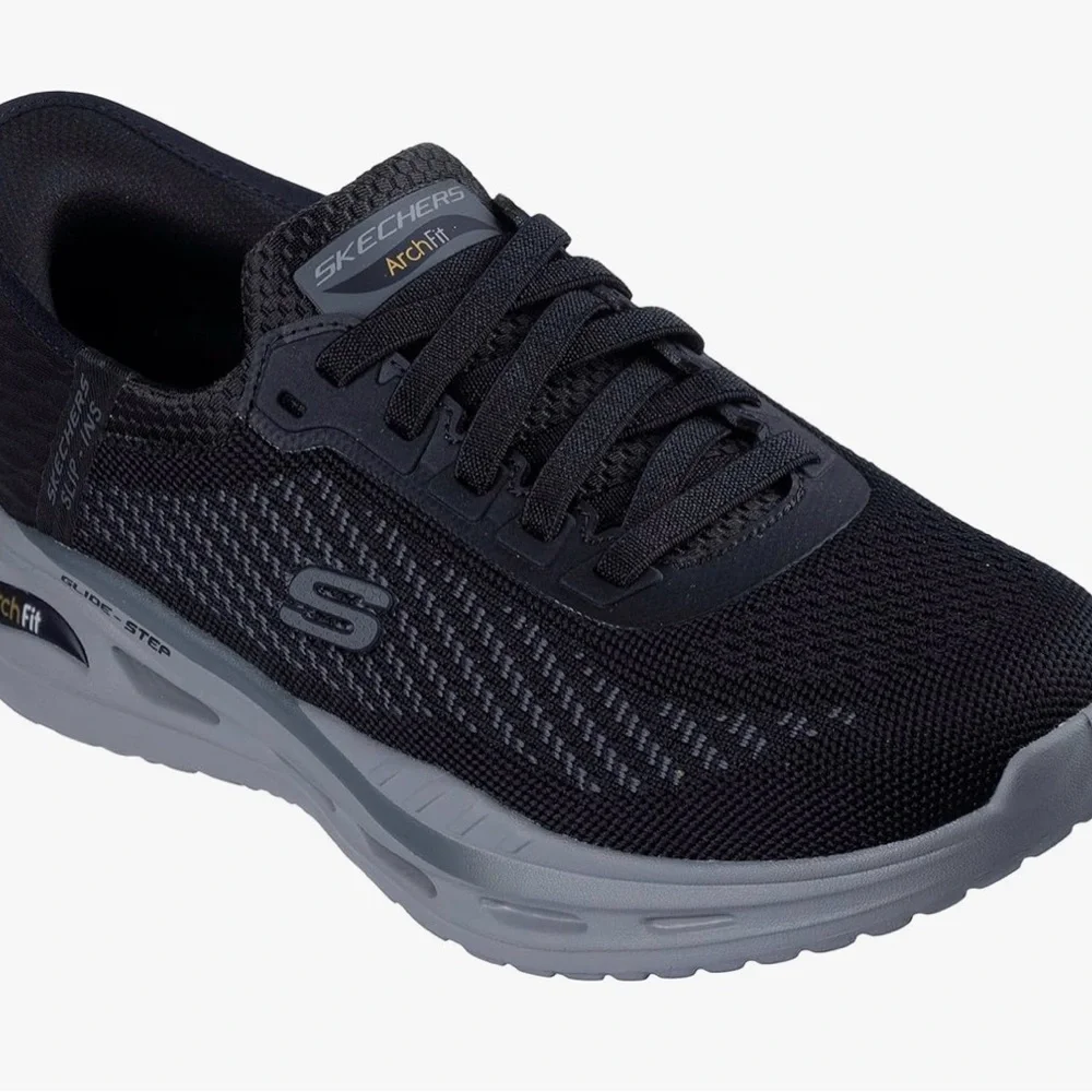 Skechers Arch Fit Black and Gray Men's Athletic Walking Shoe